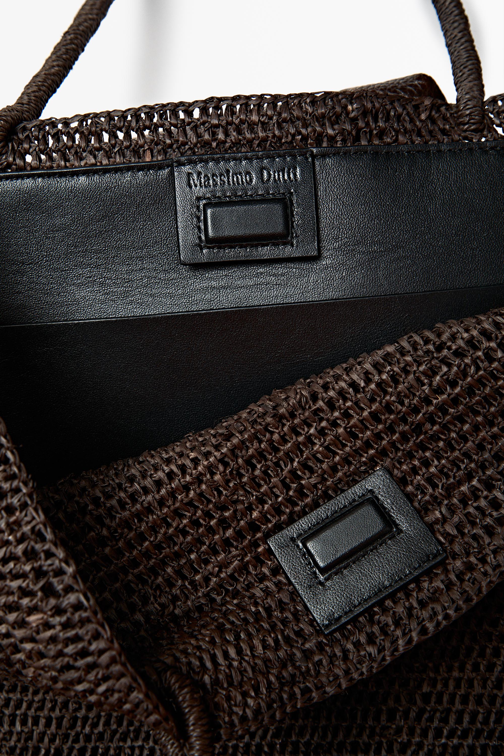 Raffia bucket tote bag